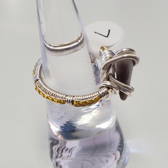 "Dream Stripes" Dream amethyst handmade wire wrap ring size 7 - Picture 3 of 7